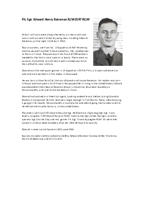 A preview of a PDF biography for Bakeman, Edward Henry
